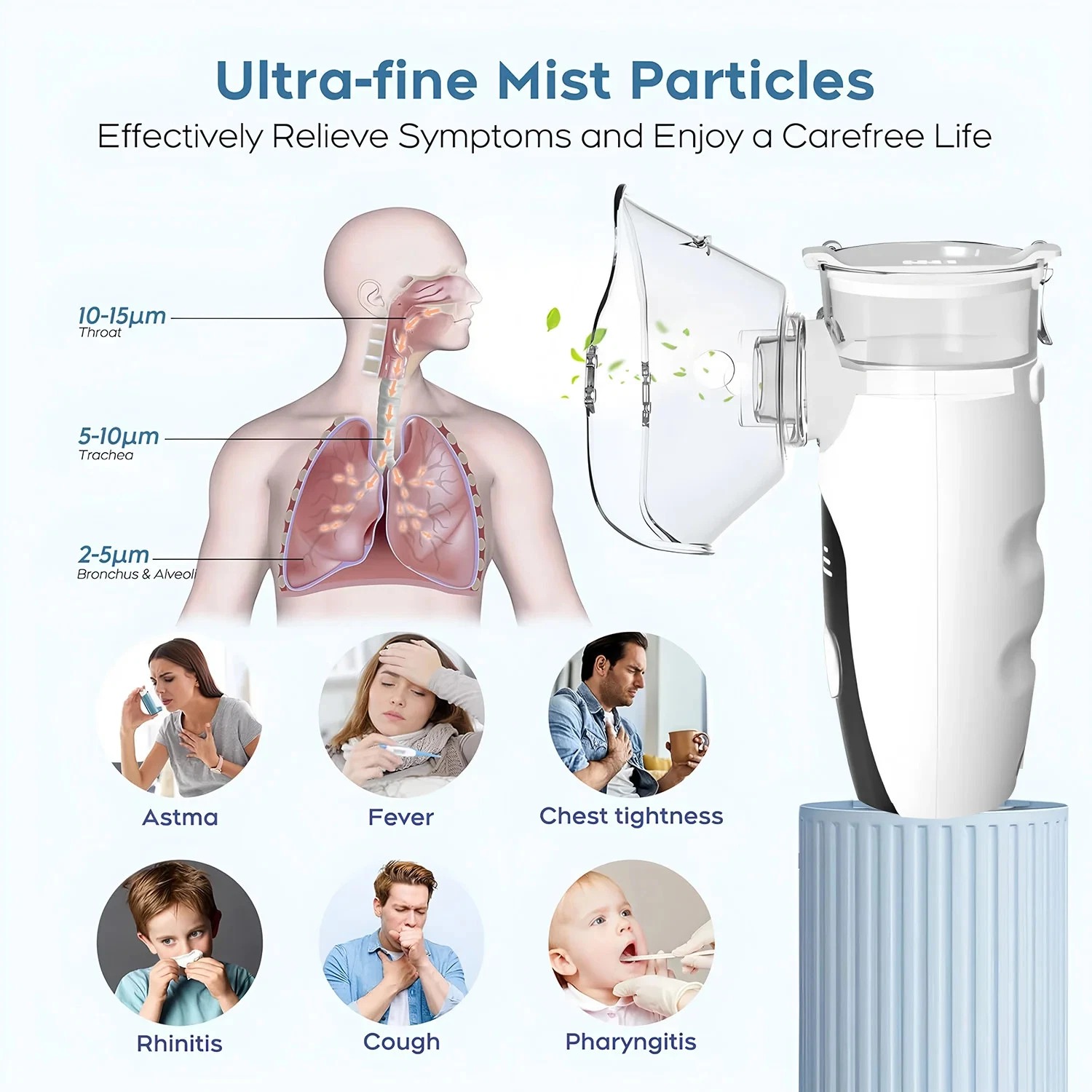 LASMA Alat Terapi Pernapasan Mesh Nebulizer Portable Inhaler Rechargeable - HH-W610 Gambar produk LASMA Alat Terapi Pernapasan Mesh Nebulizer Portable Inhaler Rechargeable - HH-W610