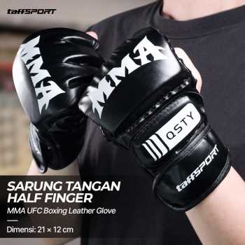 TaffSPORT Sarung Tangan Half Finger MMA UFC Boxing PU Leather Gloves - FE-BO0027