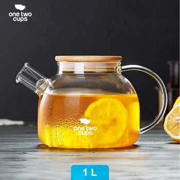 One Two Cups Teko Teh Kaca Saringan Tahan Panas Api Teapot 1L - BR-384