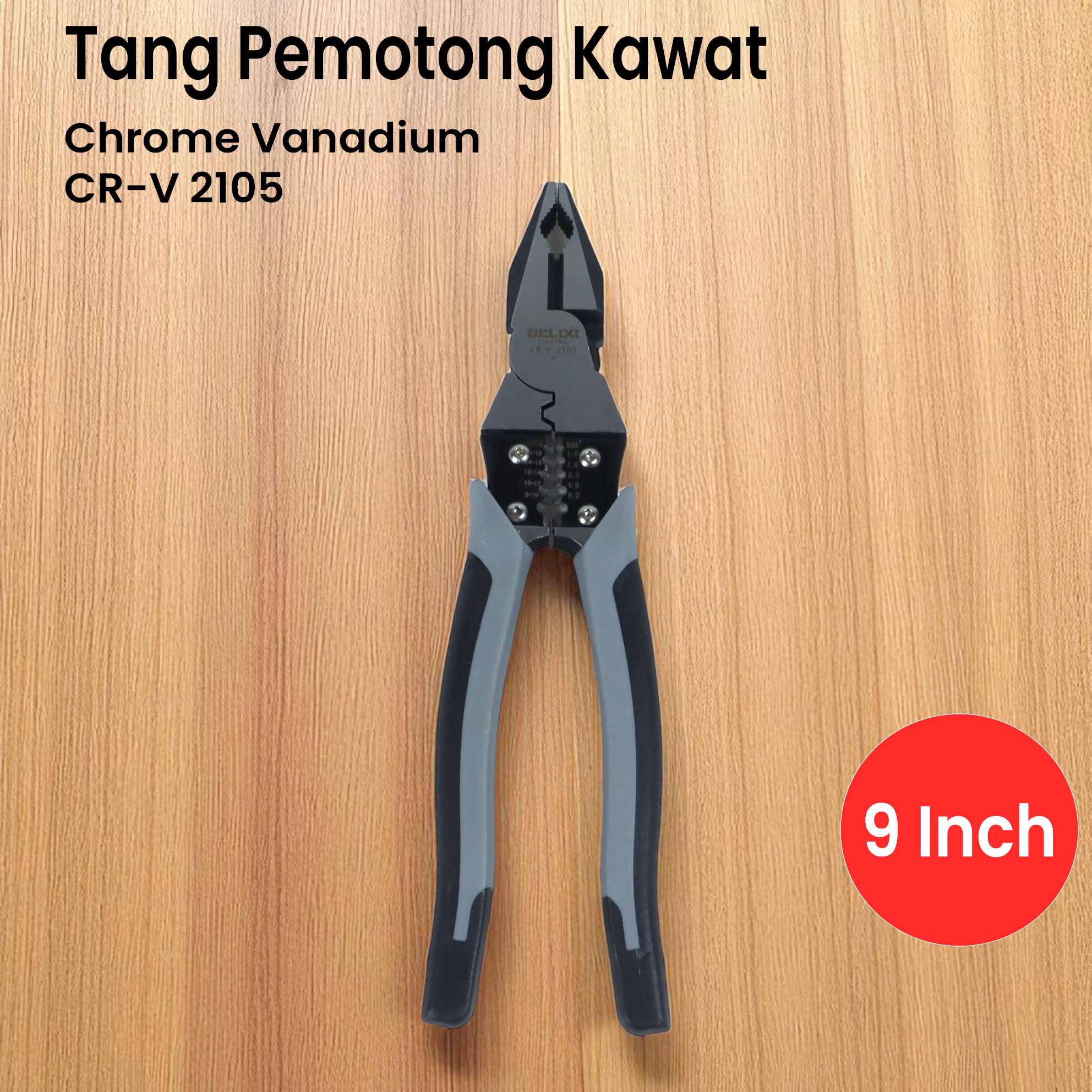 Gambar produk DELIXI Tang Pemotong Kawat CRV Multifungsi Wire Cutter 9 Inch - 2105