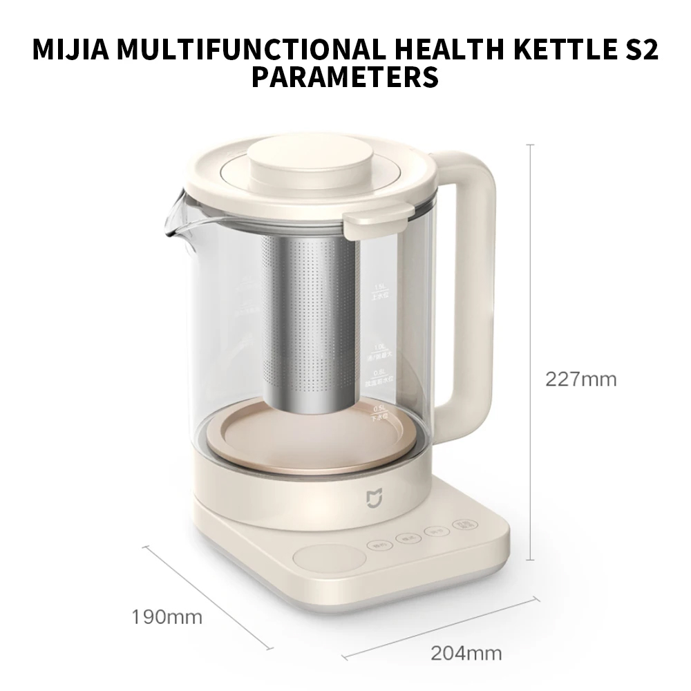 Xiaomi Mijia Teko Listrik Pemanas Air Multifungsi Water Heater 1.5L - S2 Gambar produk Xiaomi Mijia Teko Listrik Pemanas Air Multifungsi Water Heater 1.5L - S2