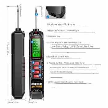 Gambar produk ANENG Digital Multimeter Tespen 2in1 Tester AC Voltage NCV 4000 Count - A3015