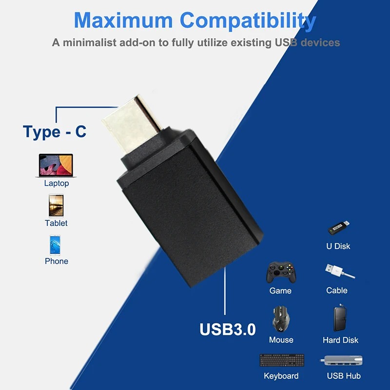 Taffware OTG USB to Type C Adapter Converter 3.0 Aluminium Alloy - TF-310 Gambar produk Taffware OTG USB to Type C Adapter Converter 3.0 Aluminium Alloy - TF-310