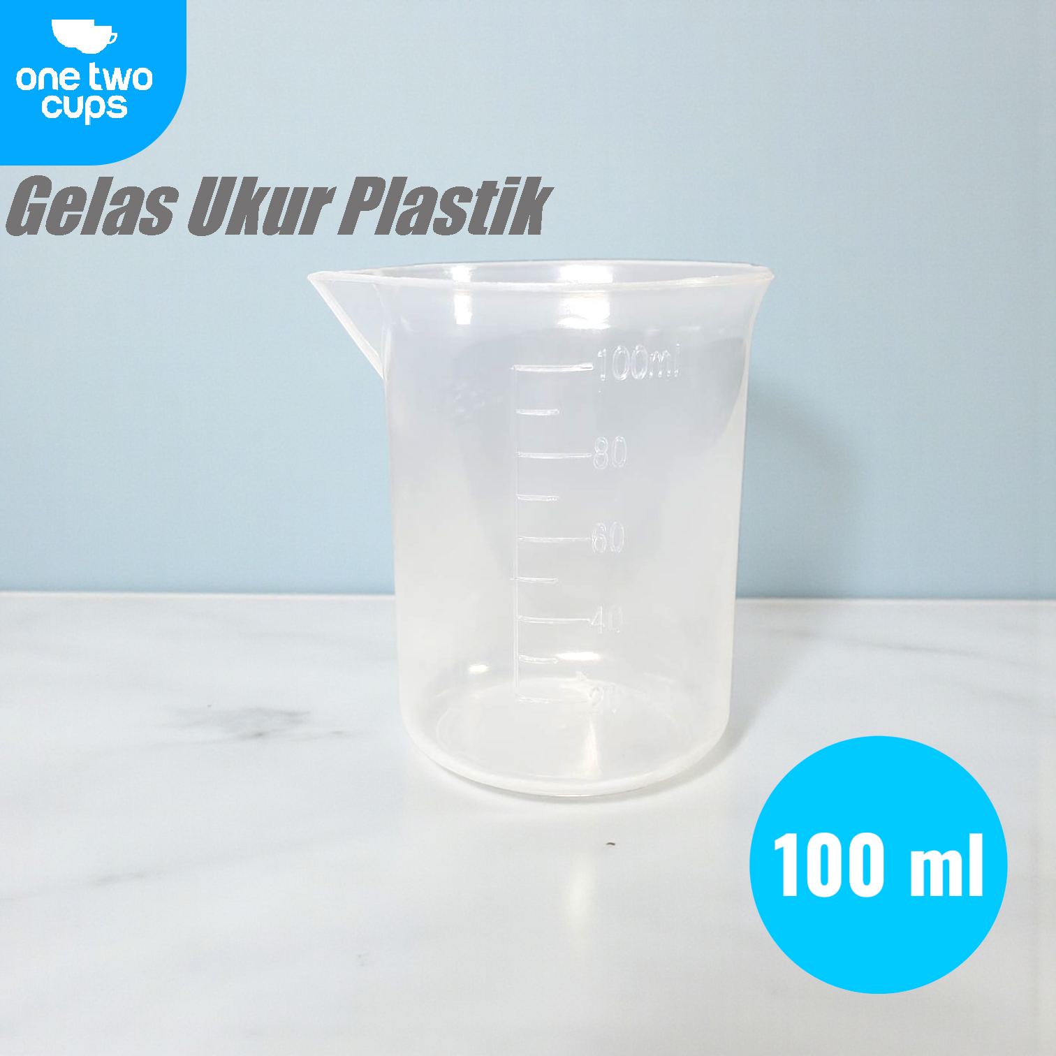Gambar produk One Two Cups Gelas Ukur Plastik Dapur Laboratorium Measuring Cup 100ml - B4