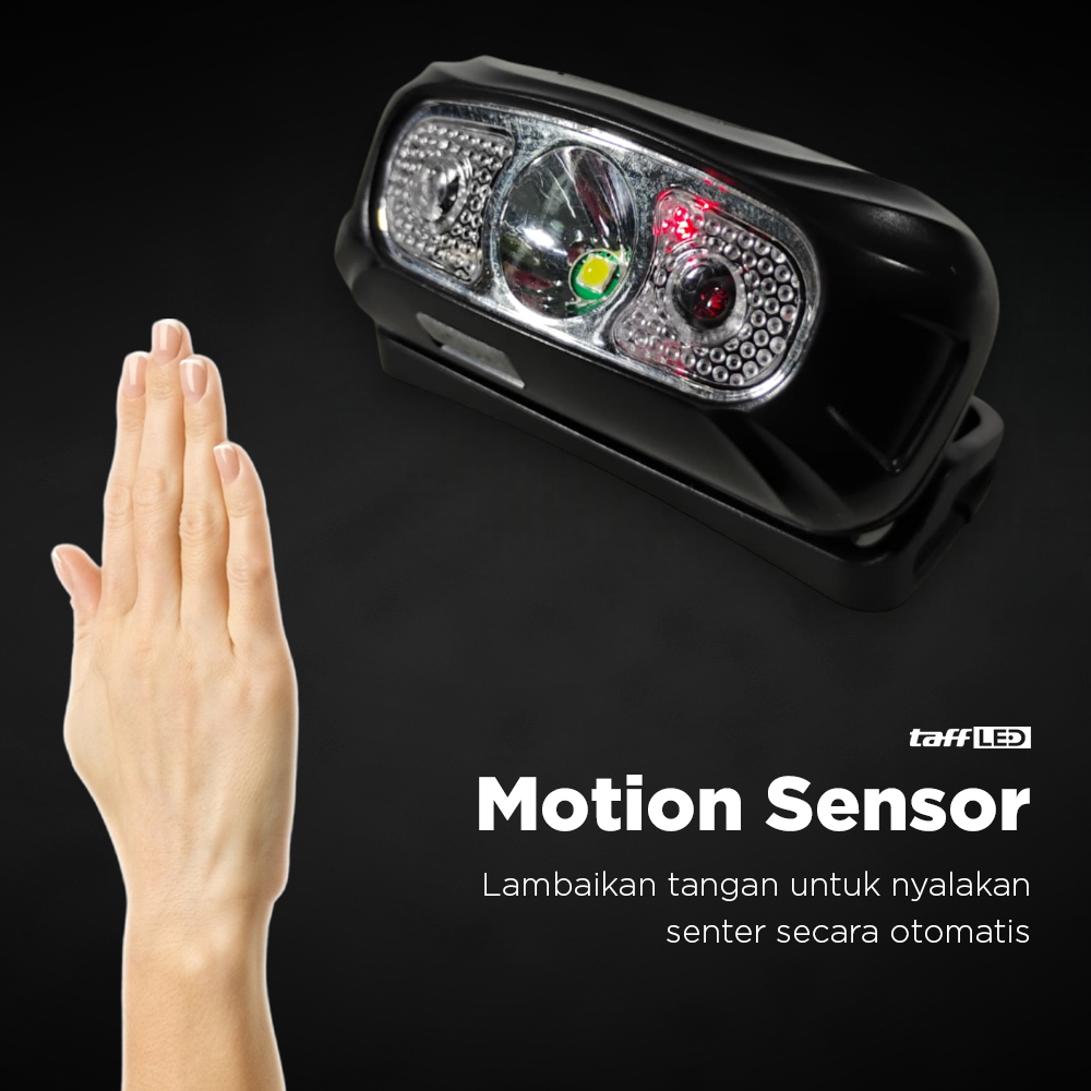 TaffLED Senter Kepala Headlamp Sensor LED Waterproof Rechargeable IPX4 - LG-05 Gambar produk TaffLED Senter Kepala Headlamp Sensor LED Waterproof Rechargeable IPX4 - LG-05