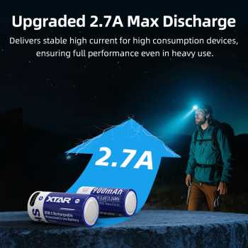 Gambar produk XTAR Baterai Rechargeable 16340 Li-Ion 900mAh Type C 3.6V 2.7A 1 PCS - XT-90