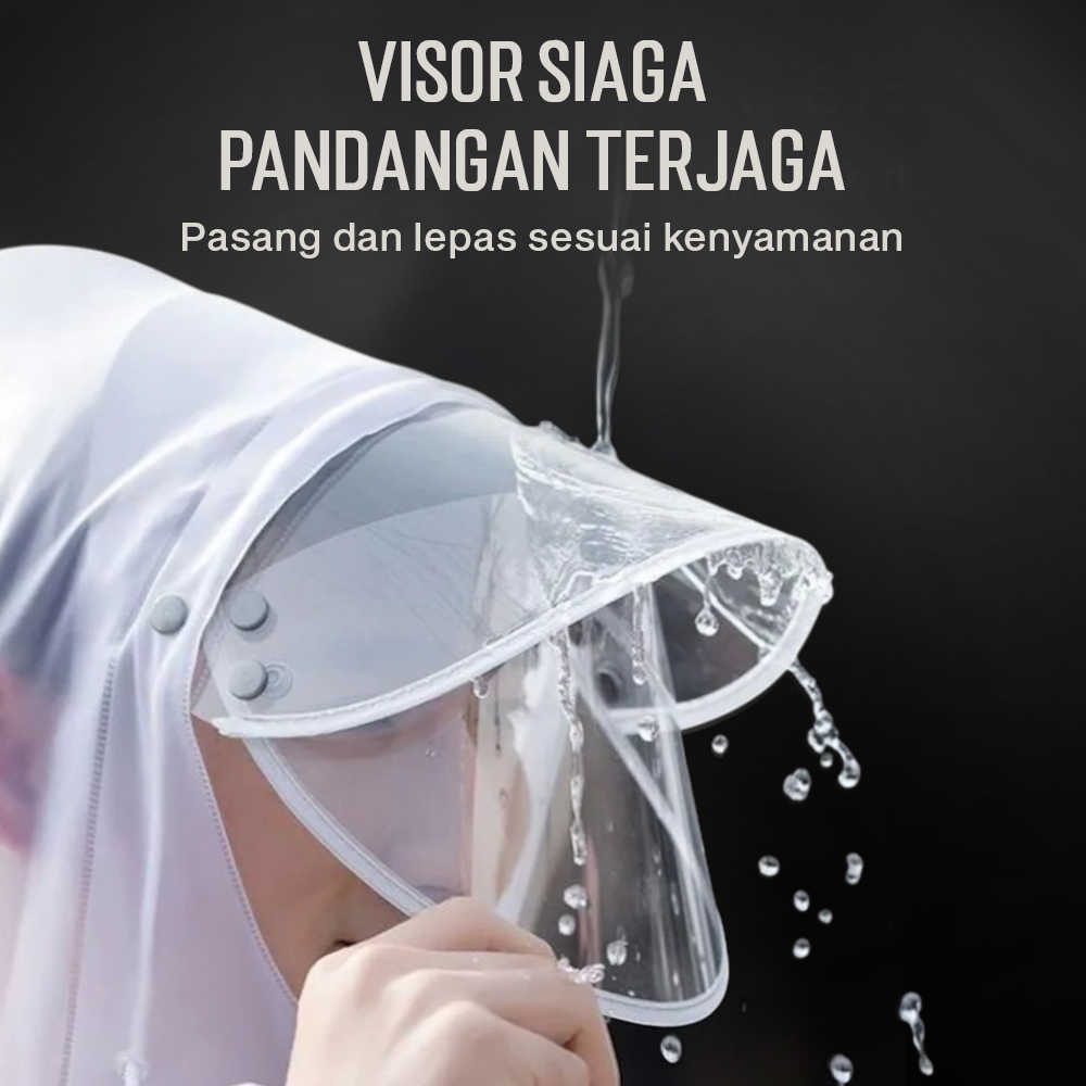 Gambar produk KEYRU Jas Hujan Setelan Motor Dewasa Visor PVC Waterproof Raincoat XL - TN-74