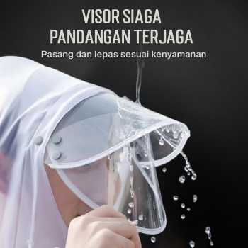 Gambar produk KEYRU Jas Hujan Setelan Motor Dewasa Visor PVC Waterproof Raincoat XL - TN-74