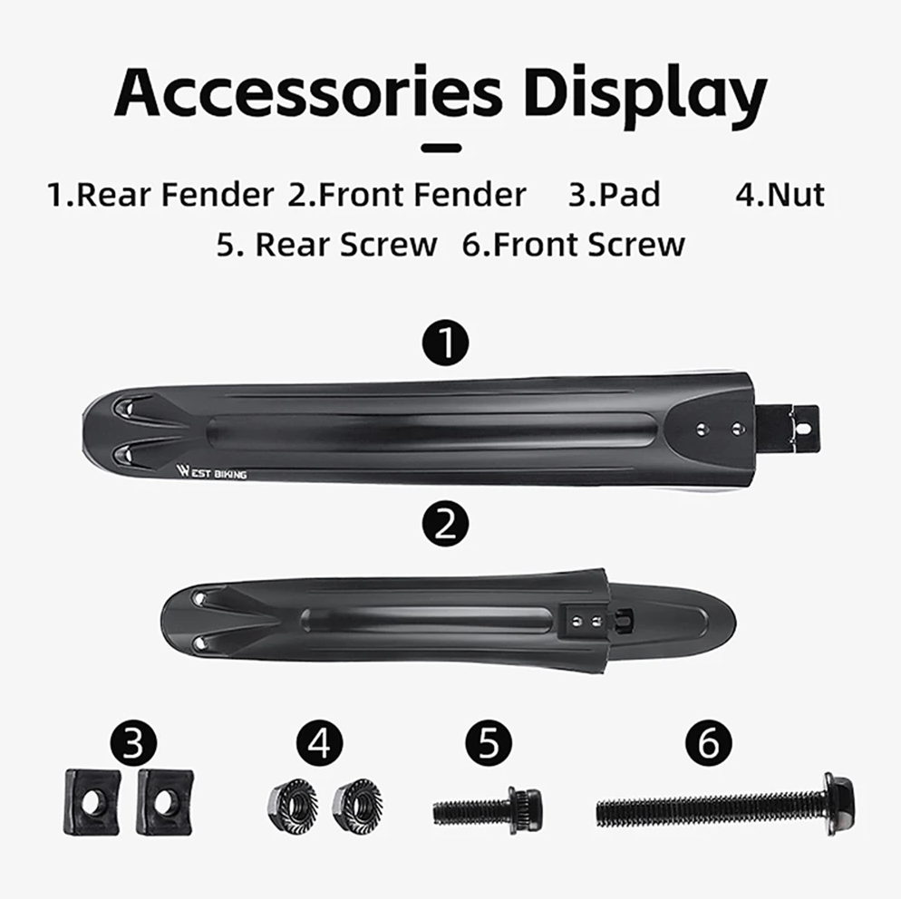WEST BIKING Spakbor Sepeda Depan Belakang Fender Mudguard MTB Plastic - WB50 Gambar produk WEST BIKING Spakbor Sepeda Depan Belakang Fender Mudguard MTB Plastic - WB50