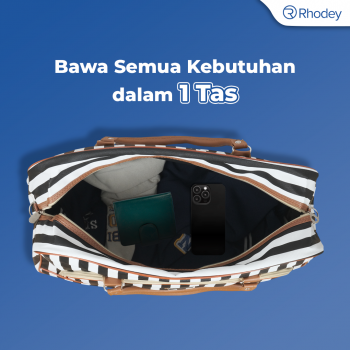 Gambar produk Rhodey Tas Travel Jinjing PU Leather Duffle Bag Stripe Model - S01