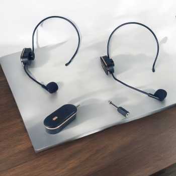 Gambar produk CLOVEY Wireless Lavalier Lapel Microphone 6.35mm Adapter 2.4GHz 2 Mic - SI09