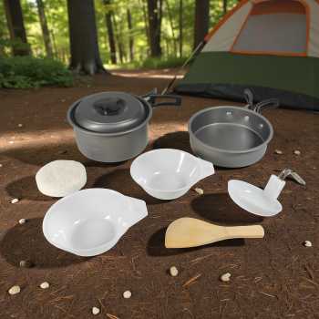 Gambar produk Set Panci Alat Masak Outdoor Camping Nesting Cooking Aluminium 7in1 - WH-200