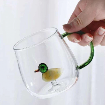 Gambar produk LAZZY Cangkir Kopi Kaca Tahan Panas Duck Aesthetic Mug 400ml Duck - L400