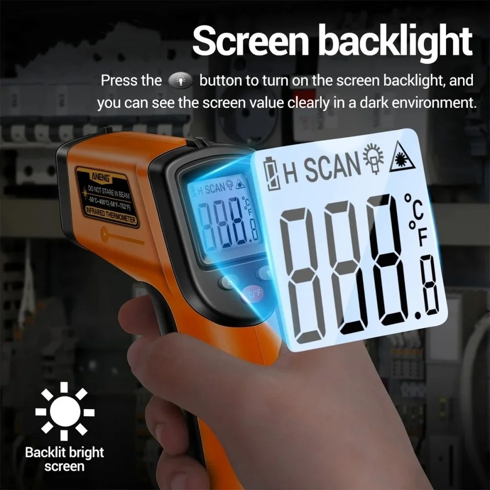 Gambar produk Daconovo Termometer Industrial Digital Thermogun Infrared Backlit LCD - CX6001