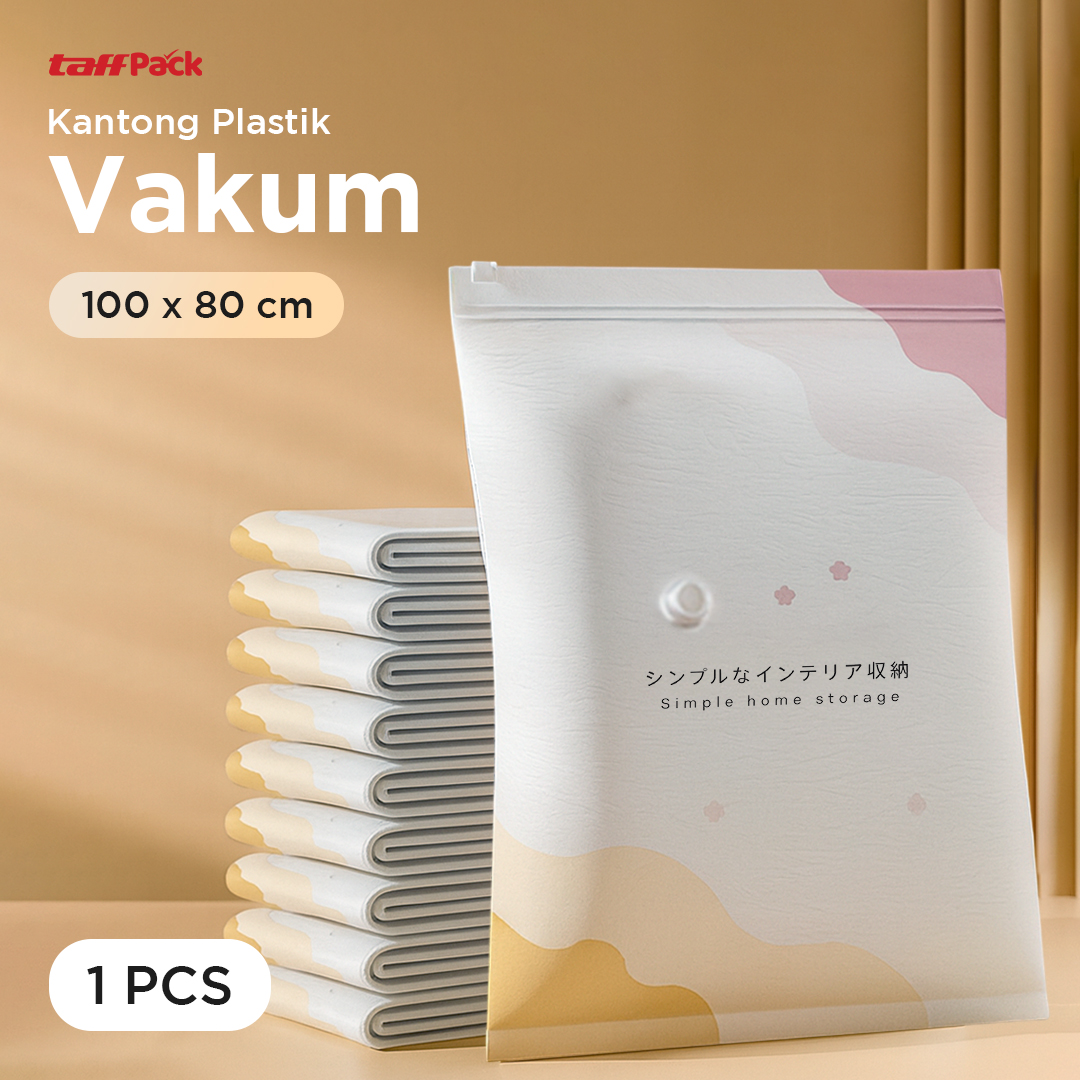 TaffPACK Kantong Plastik Vakum Pakaian Multifungsi Vacuum Bag 1 PCS 100x80cm - FL2 Gambar produk TaffPACK Kantong Plastik Vakum Pakaian Multifungsi Vacuum Bag 1 PCS 100x80cm - FL2