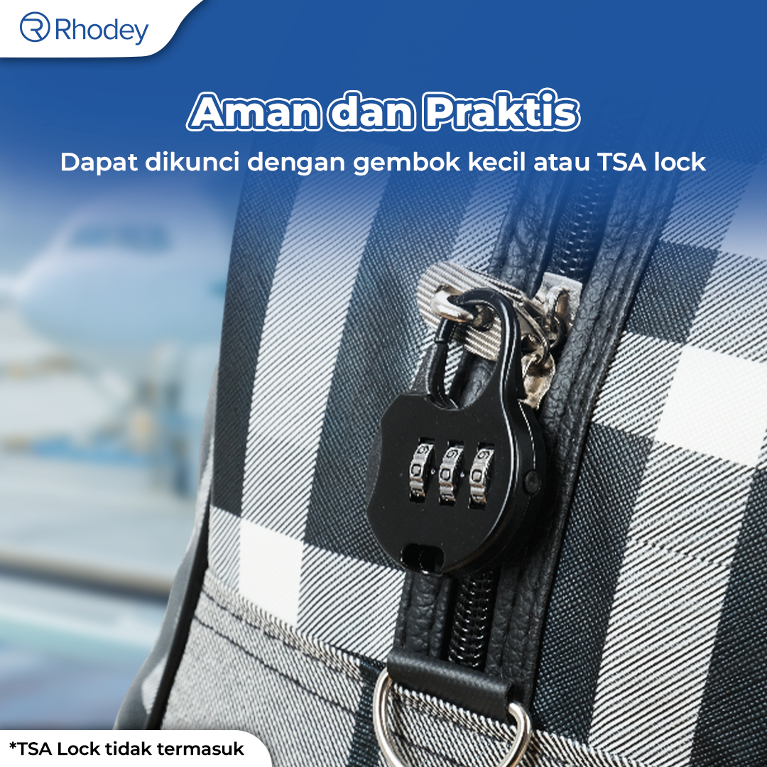 Rhodey RAIMIQI SEMOR Tas Jinjing Duffle Bag PU Leather Unisex 20 Inch Black Gray Grid - CB001 Gambar produk Rhodey RAIMIQI SEMOR Tas Jinjing Duffle Bag PU Leather Unisex 20 Inch Black Gray Grid - CB001