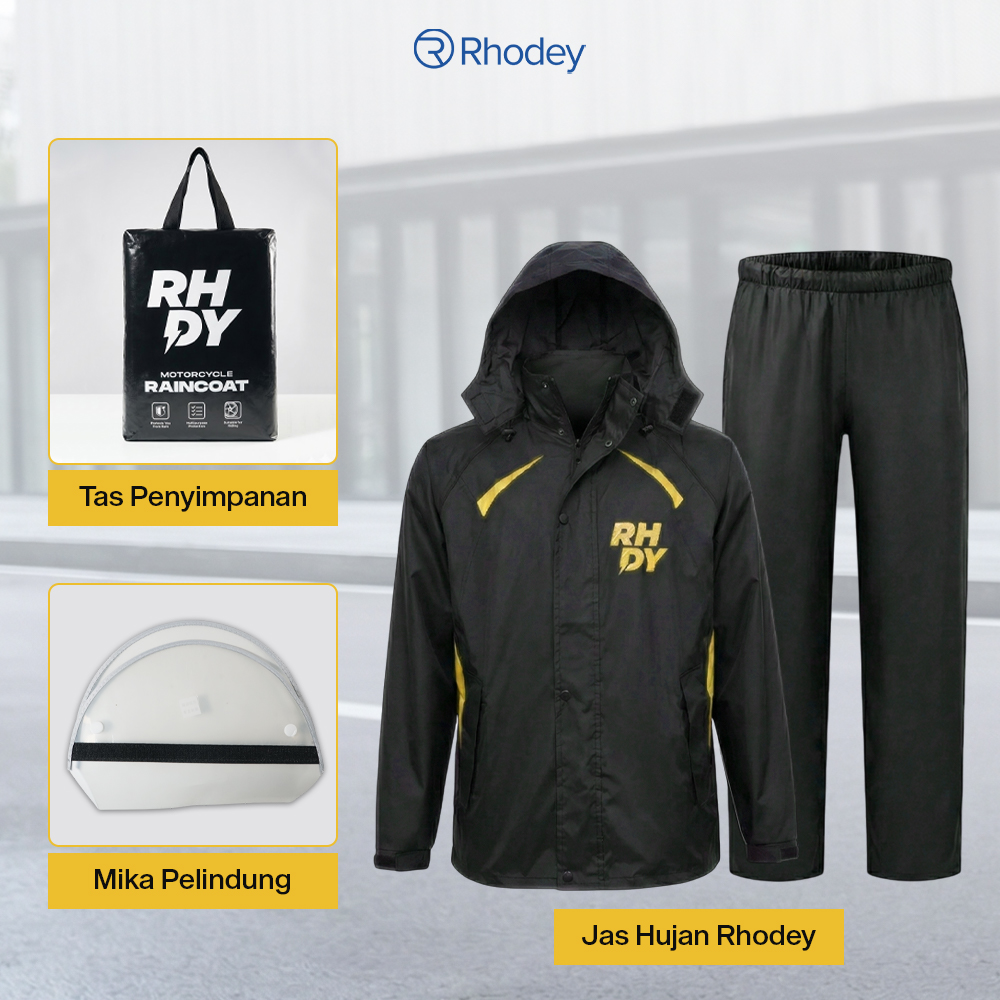 Rhodey Jas Hujan Setelan Motor Visor Polyester Waterproof Raincoat L - ZY-8119 Gambar produk Rhodey Jas Hujan Setelan Motor Visor Polyester Waterproof Raincoat L - ZY-8119