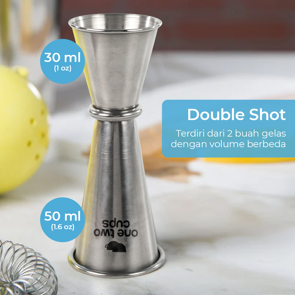 One Two Cups Gelas Ukur Jigger Bartender Double Shot 30ml dan 50ml - MSA10 Gambar produk One Two Cups Gelas Ukur Jigger Bartender Double Shot 30ml dan 50ml - MSA10