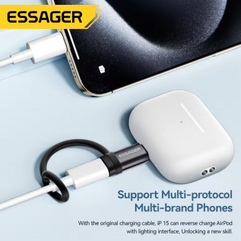 Gambar produk ESSAGER Adapter Charger iPhone Converter USB C to Lightning 3A 480Mbps - EZJTL-LH0G-P