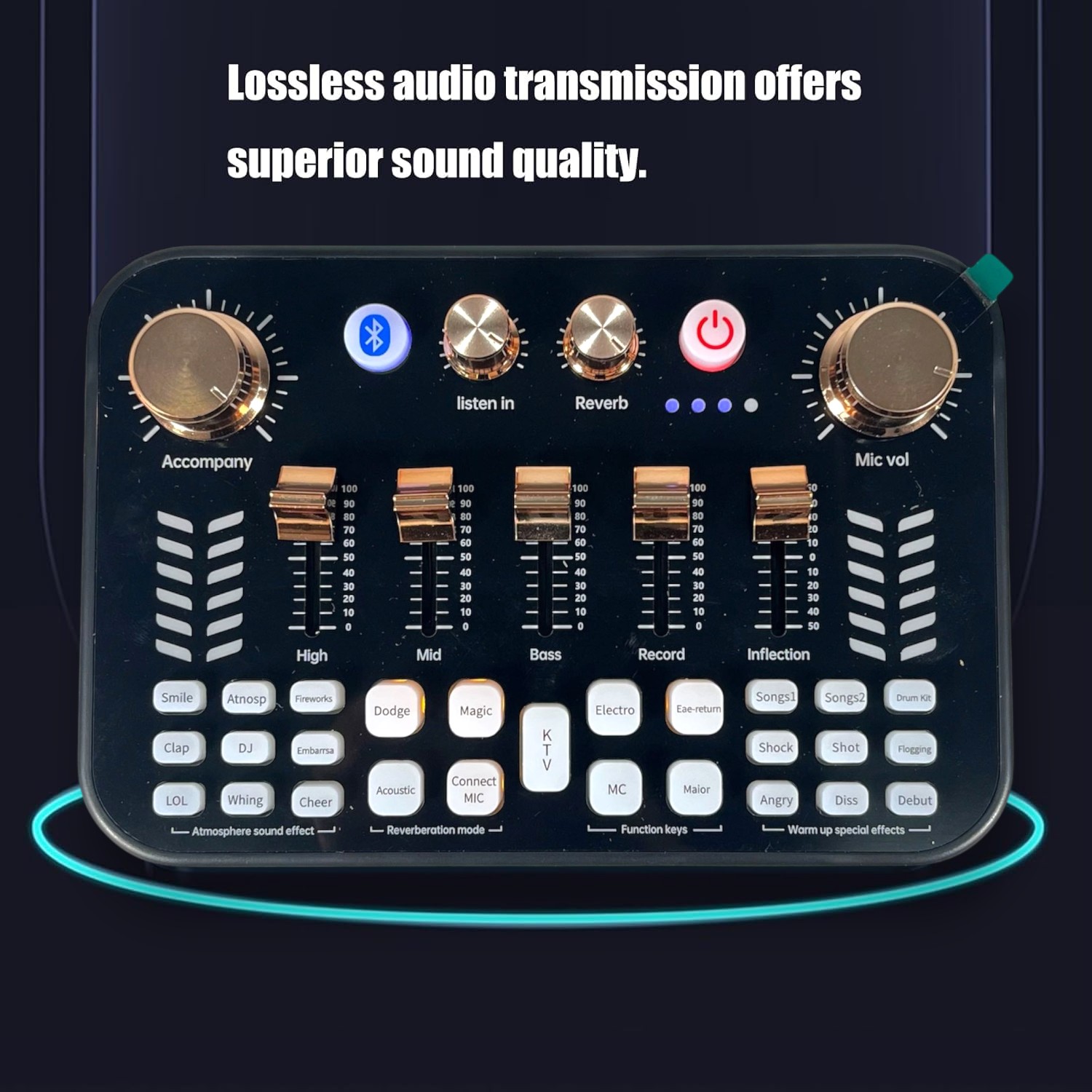LIEYUAN Sound Card Mixer External Bluetooth Live Broadcast 1200mAh - V19 Gambar produk LIEYUAN Sound Card Mixer External Bluetooth Live Broadcast 1200mAh - V19