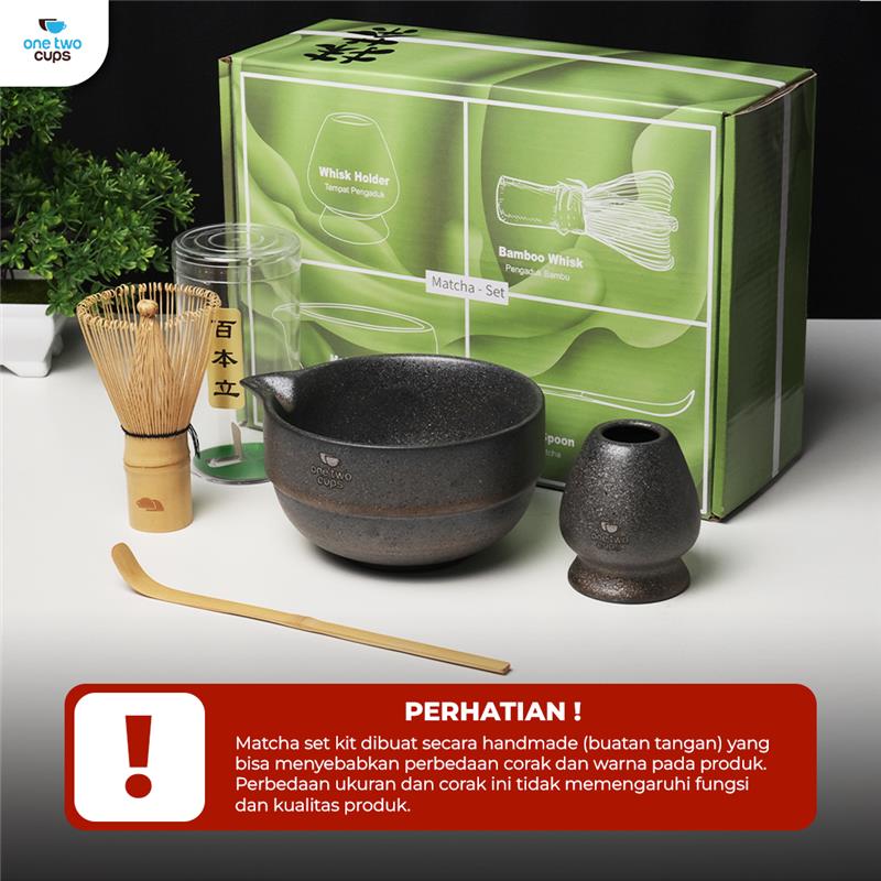 One Two Cups Matcha Set Kit Chawan Chasen Stand Chashaku 4 PCS - N41 Gambar produk One Two Cups Matcha Set Kit Chawan Chasen Stand Chashaku 4 PCS - N41