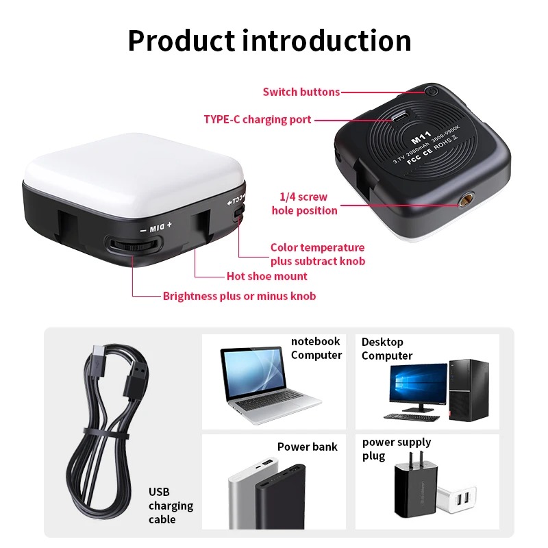 Gambar produk Nagnahz Lampu Fill Light LED 3in1 Color 3000-9900K Hot Shoe 2000mAh - M11