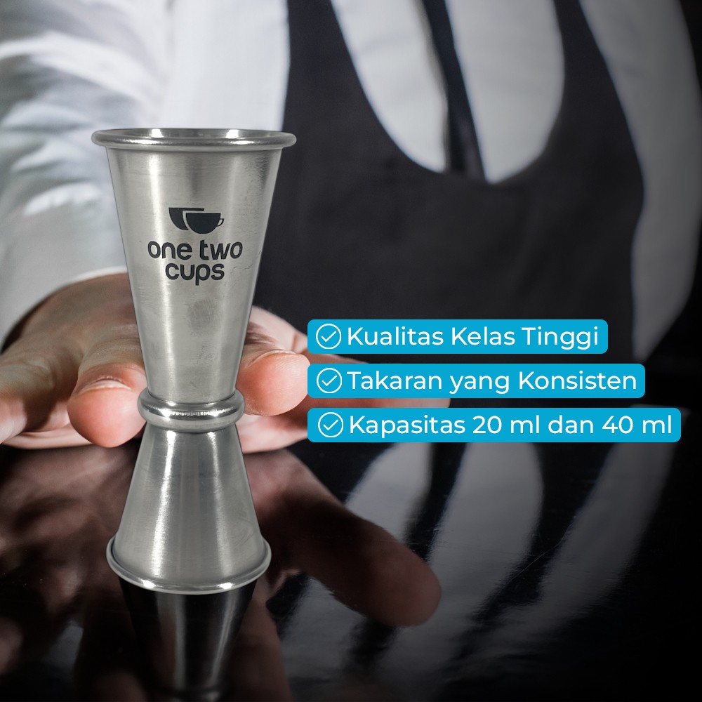 One Two Cups Gelas Ukur Bartender Double Jigger Measuring Cup 20ml and 40ml - KM1 Gambar produk One Two Cups Gelas Ukur Bartender Double Jigger Measuring Cup 20ml and 40ml - KM1