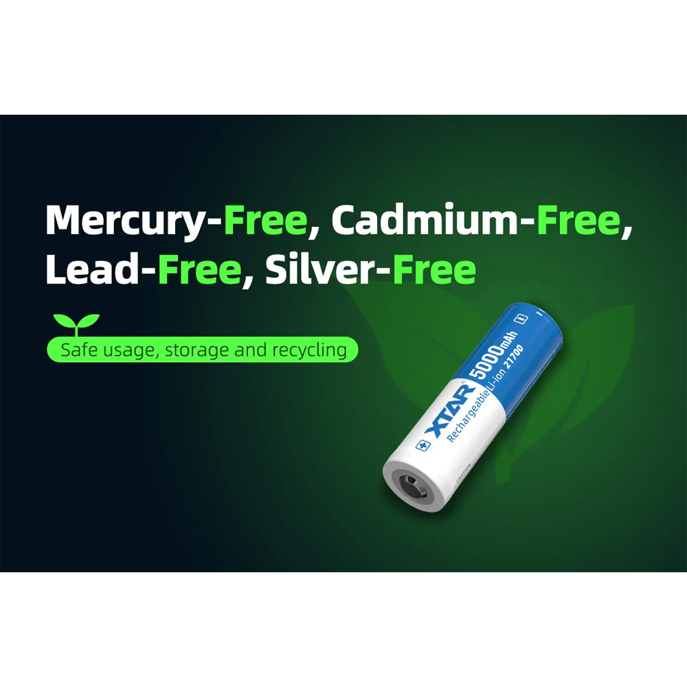 XTAR Baterai Rechargeable 21700 Mercury Free 5000mAh 25A 1 PCS - 21700HP Gambar produk XTAR Baterai Rechargeable 21700 Mercury Free 5000mAh 25A 1 PCS - 21700HP