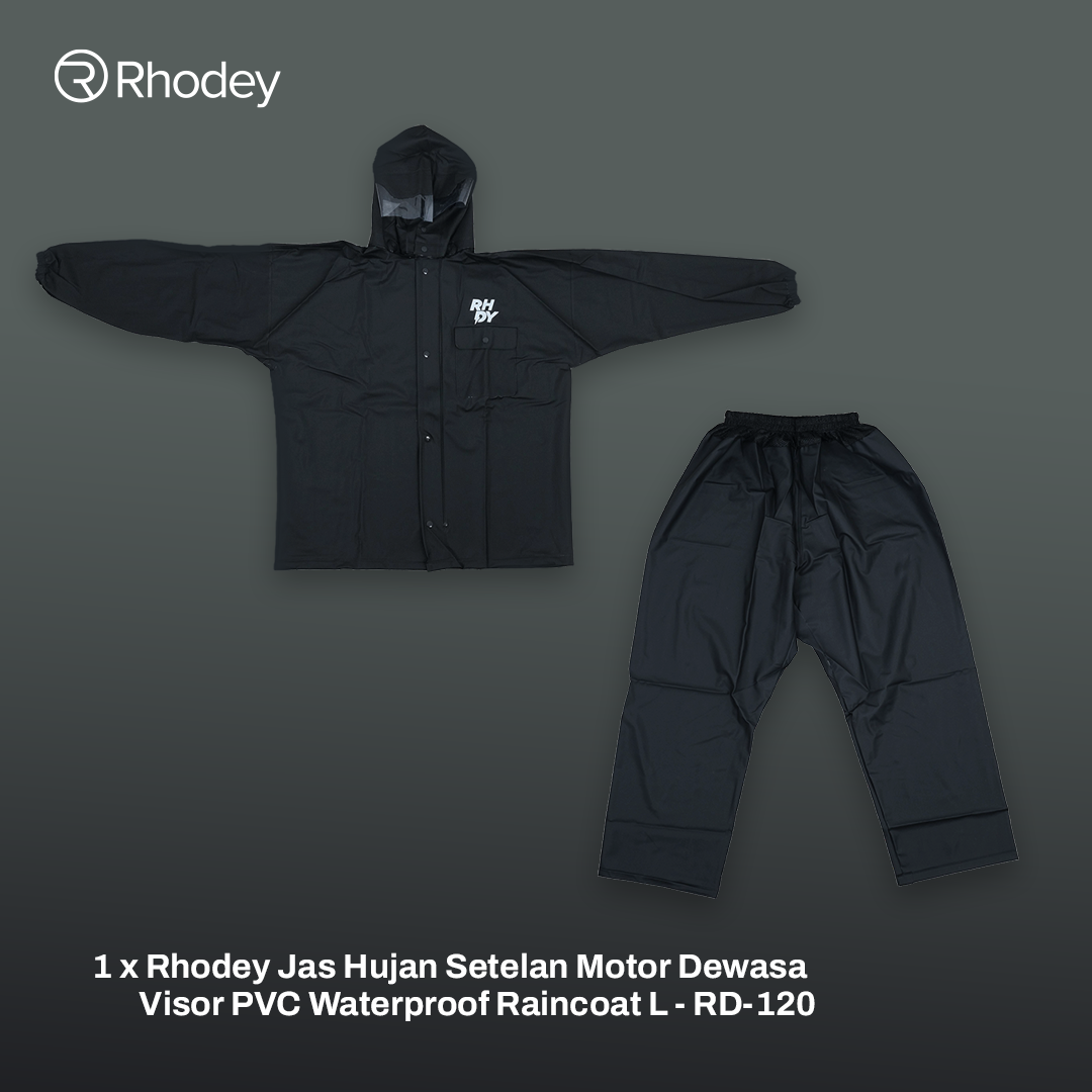 Rhodey Jas Hujan Setelan Motor Dewasa Visor PVC Waterproof Raincoat L - RD-120 Gambar produk Rhodey Jas Hujan Setelan Motor Dewasa Visor PVC Waterproof Raincoat L - RD-120