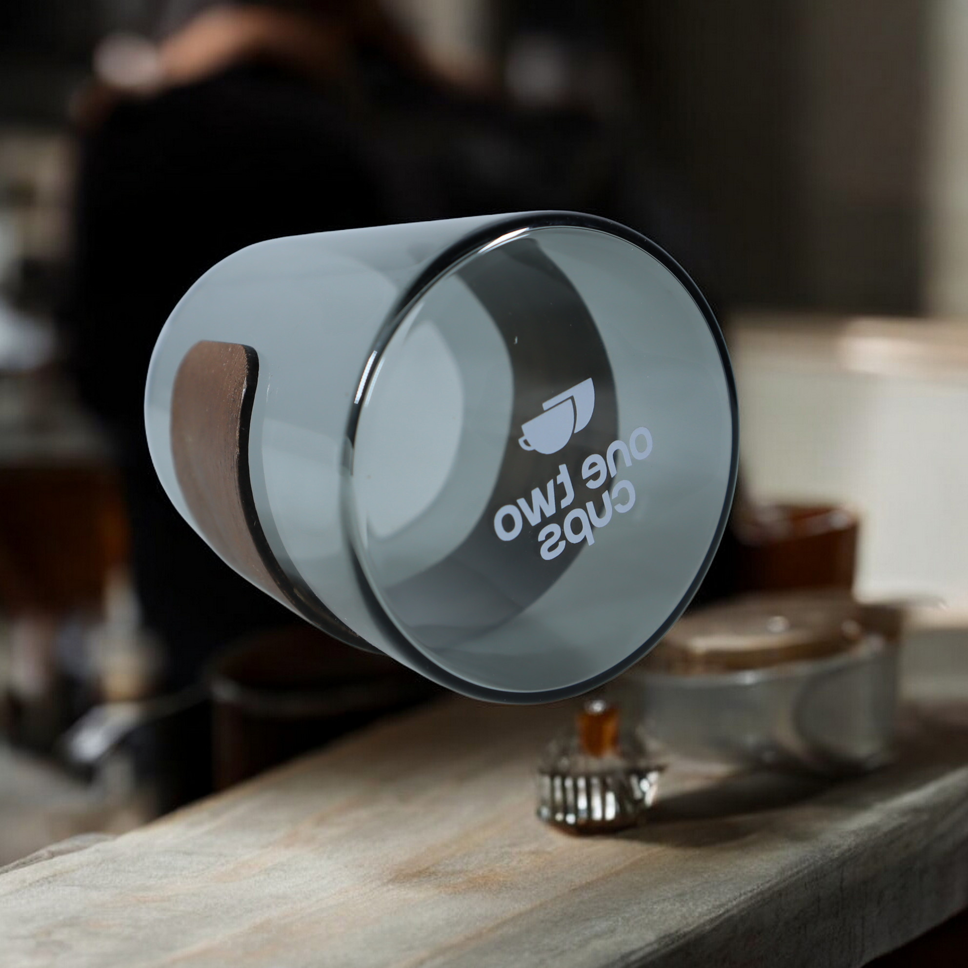 Gambar produk One Two Cups Gelas Teh Kopi Glass Tea Cup Borosilicate Wood Ring 200ml - LU2