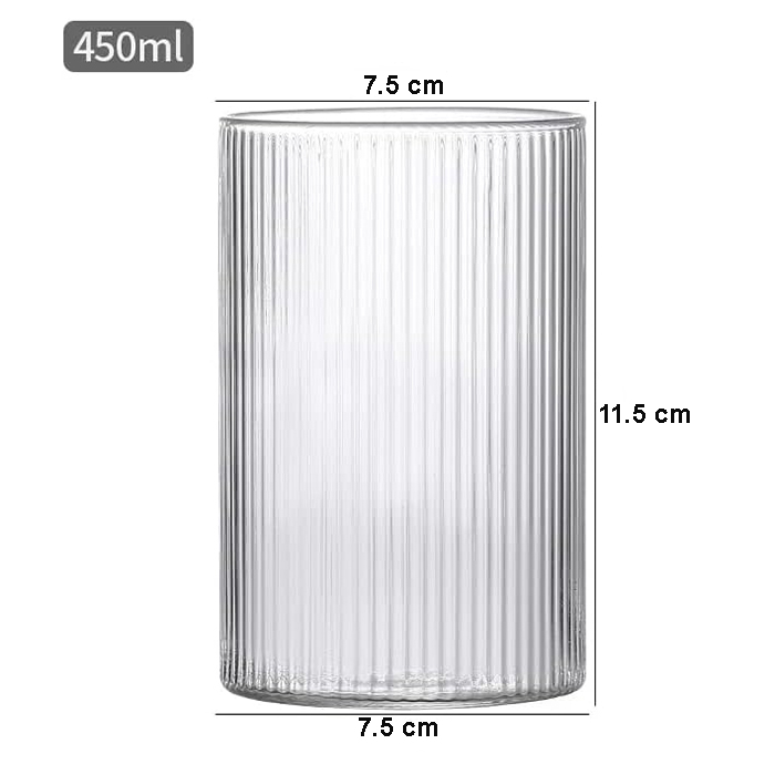 One Two Cups Gelas Kaca Aesthetic Kopi Teh Striped Glass 450ml - SF-455 Gambar produk One Two Cups Gelas Kaca Aesthetic Kopi Teh Striped Glass 450ml - SF-455