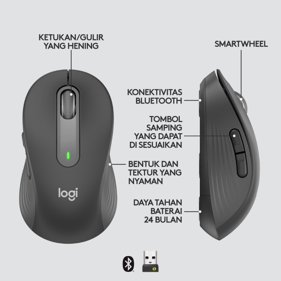 Logitech Mouse Wireless Bluetooth Silent Touch 4000 DPI - M650L Gambar produk Logitech Mouse Wireless Bluetooth Silent Touch 4000 DPI - M650L