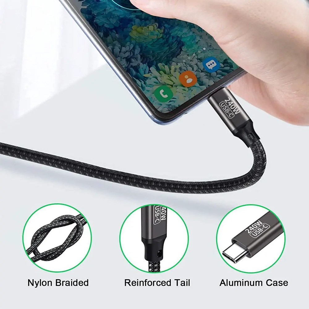 BYTE Kabel Data Type C to Type C Fast Charging PD 240W 1.5M - BY-24 Gambar produk BYTE Kabel Data Type C to Type C Fast Charging PD 240W 1.5M - BY-24