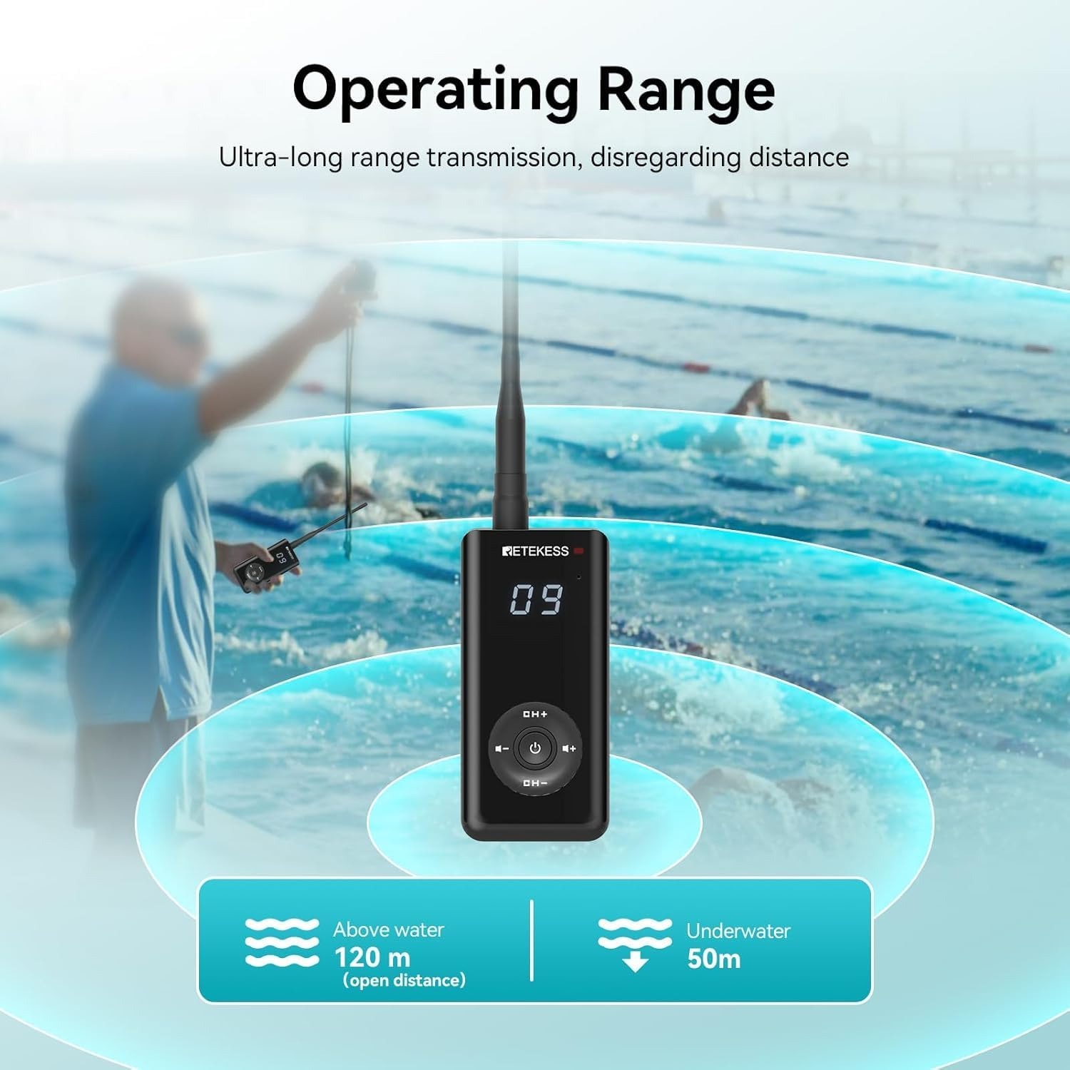 RETEKESS Underwater Communicator Swimming Transmitter 3500mAh - TT120 Gambar produk RETEKESS Underwater Communicator Swimming Transmitter 3500mAh - TT120