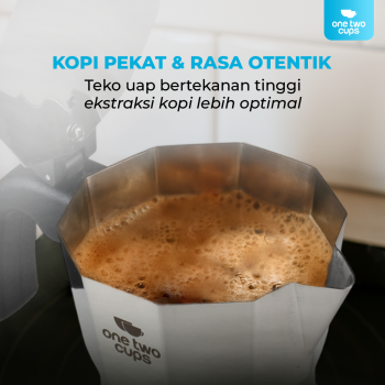 Gambar produk One Two Cups Moka Pot Italian Espresso Coffee Maker Stainless Steel 300ml - W-767