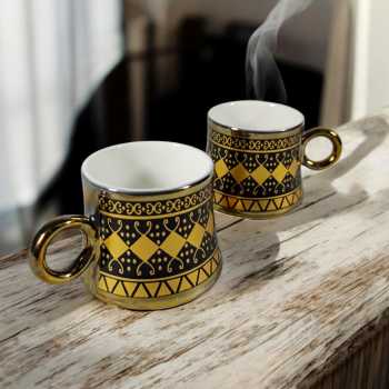 SF Set Cangkir Kopi Keramik 6in1 Turkish Style Tea Coffee Cup 100ml - SF11