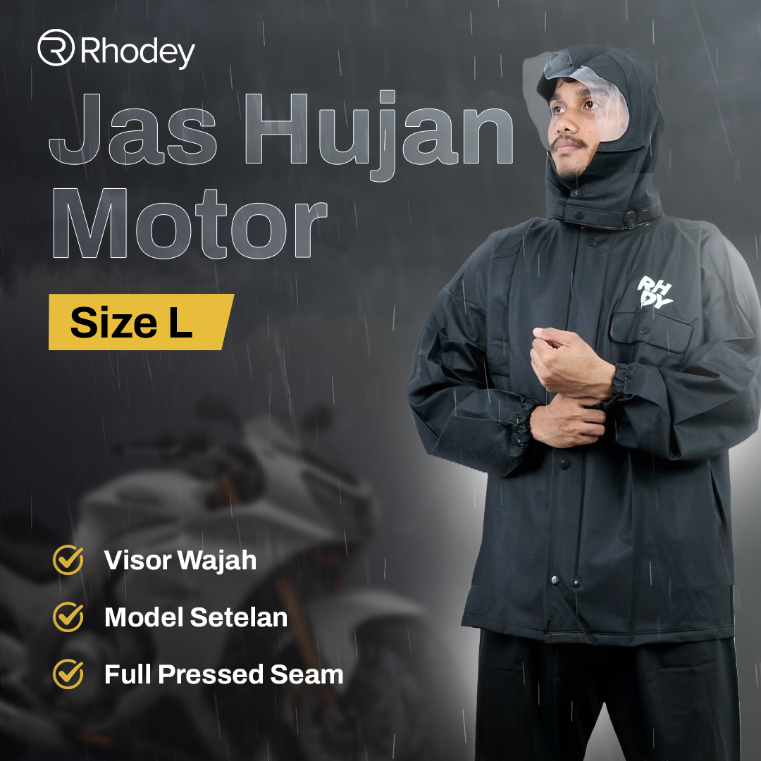 Rhodey Jas Hujan Setelan Motor Dewasa Visor PVC Waterproof Raincoat L - RD-120 Gambar produk Rhodey Jas Hujan Setelan Motor Dewasa Visor PVC Waterproof Raincoat L - RD-120