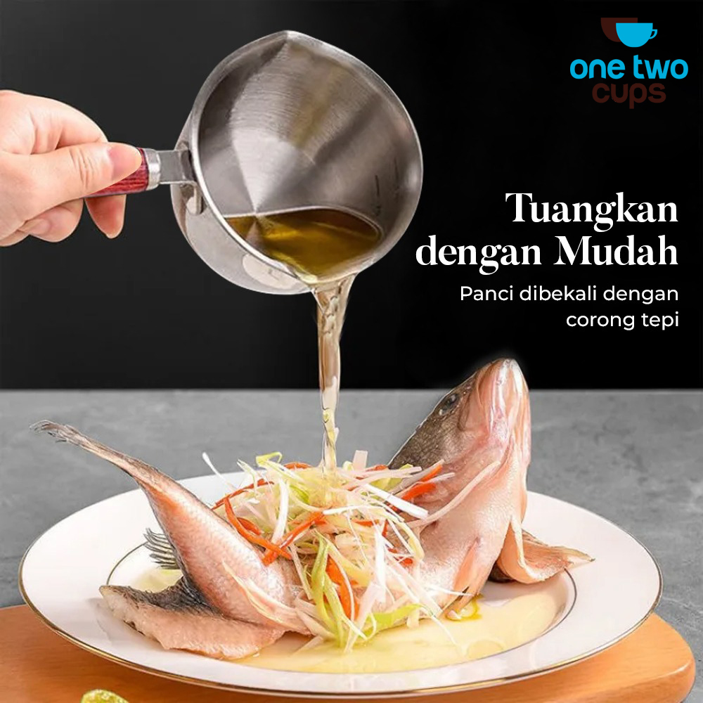 One Two Cups Panci Susu Mini Pan Stainless Steel 410 Dual Drainage 400ml - HK1 Gambar produk One Two Cups Panci Susu Mini Pan Stainless Steel 410 Dual Drainage 400ml - HK1