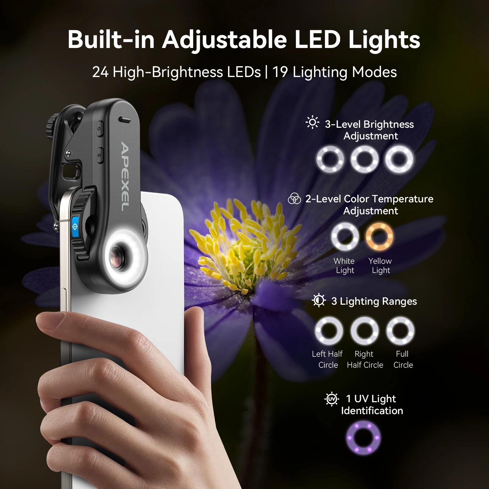 APEXEL Lensa Kamera HP Smartphone Microscope TriScope LED Rechargeable - APL-MS3L Gambar produk APEXEL Lensa Kamera HP Smartphone Microscope TriScope LED Rechargeable - APL-MS3L