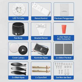 Gambar produk SOVE Kipas Angin Gantung Lampu Tri Color Ceiling Fan 52 Inch - YN-45
