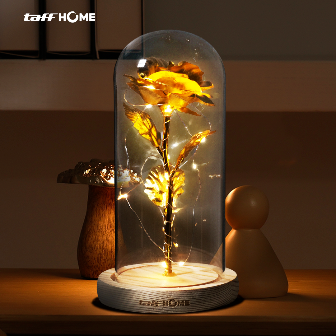 TaffHOME Lampu Meja Hias LED Mawar Beauty and The Beast Warm White - AC01 Gambar produk TaffHOME Lampu Meja Hias LED Mawar Beauty and The Beast Warm White - AC01