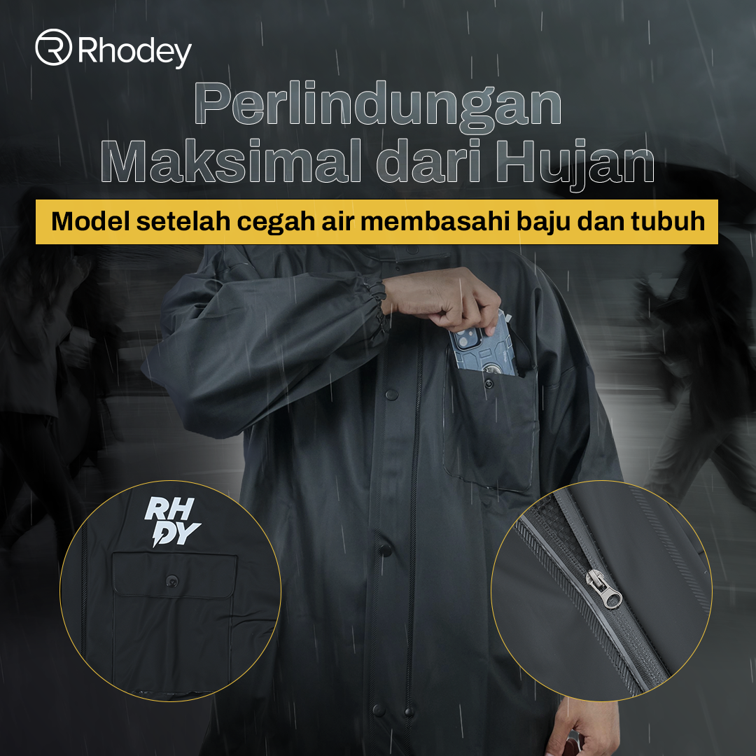 Rhodey Jas Hujan Setelan Motor Dewasa Visor PVC Waterproof Raincoat L - RD-120 Gambar produk Rhodey Jas Hujan Setelan Motor Dewasa Visor PVC Waterproof Raincoat L - RD-120