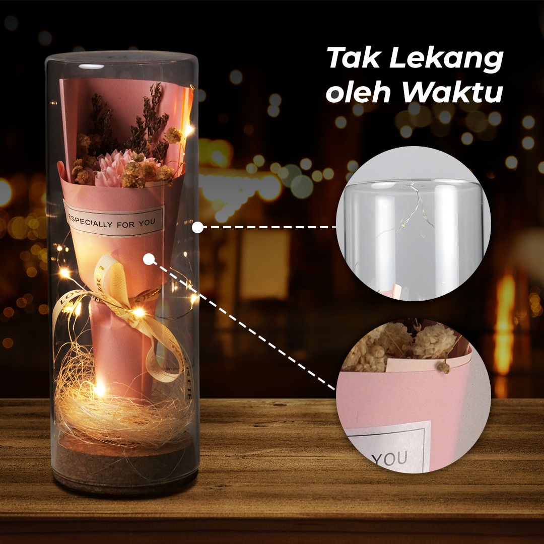 AINYROS Lampu Bunga Dekorasi LED Eternal Flower Dome Glass Cover Carnation - AN2185 Gambar produk AINYROS Lampu Bunga Dekorasi LED Eternal Flower Dome Glass Cover Carnation - AN2185