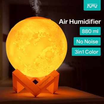Taffware HUMI Air Humidifier Ultrasonic 3D Moon Night Light 880ml - AX-08