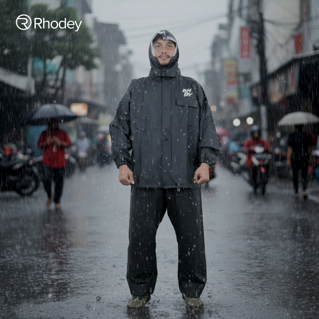 Rhodey Jas Hujan Setelan Motor Dewasa Visor PVC Waterproof Raincoat L - RD-120 Gambar produk Rhodey Jas Hujan Setelan Motor Dewasa Visor PVC Waterproof Raincoat L - RD-120