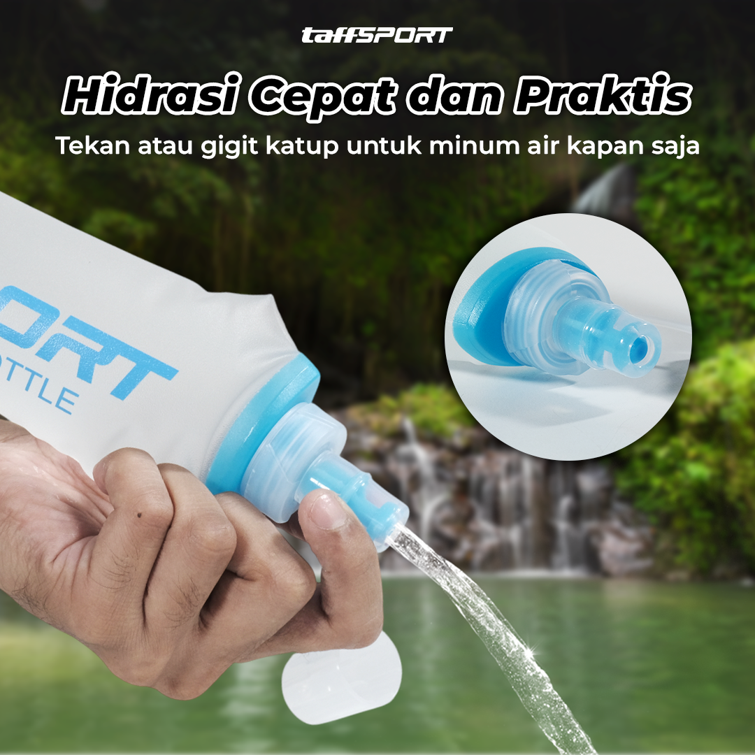 TaffSPORT Botol Minum Soft Flask Foldable Sport Water TPU 500 ml - TF009 Gambar produk TaffSPORT Botol Minum Soft Flask Foldable Sport Water TPU 500 ml - TF009