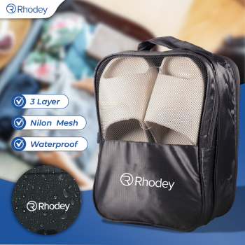 Rhodey Tas Sepatu 3 Layer Travel Organizer Shoes Bag Nylon Mesh Oxford - LK-20