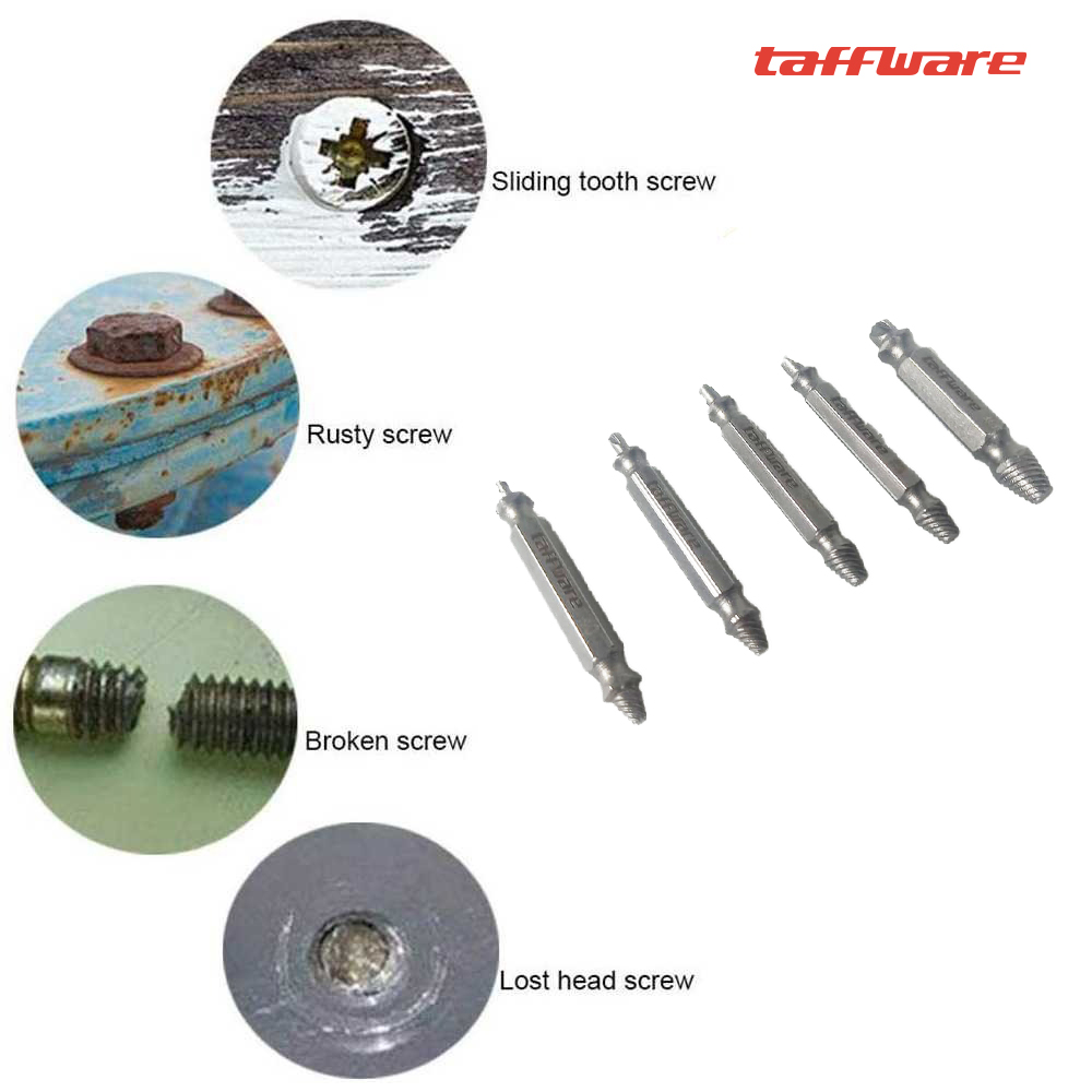 Taffware Set Mata Bor Extractor Broken Screw Remover 5 PCS - TL105 Gambar produk Taffware Set Mata Bor Extractor Broken Screw Remover 5 PCS - TL105