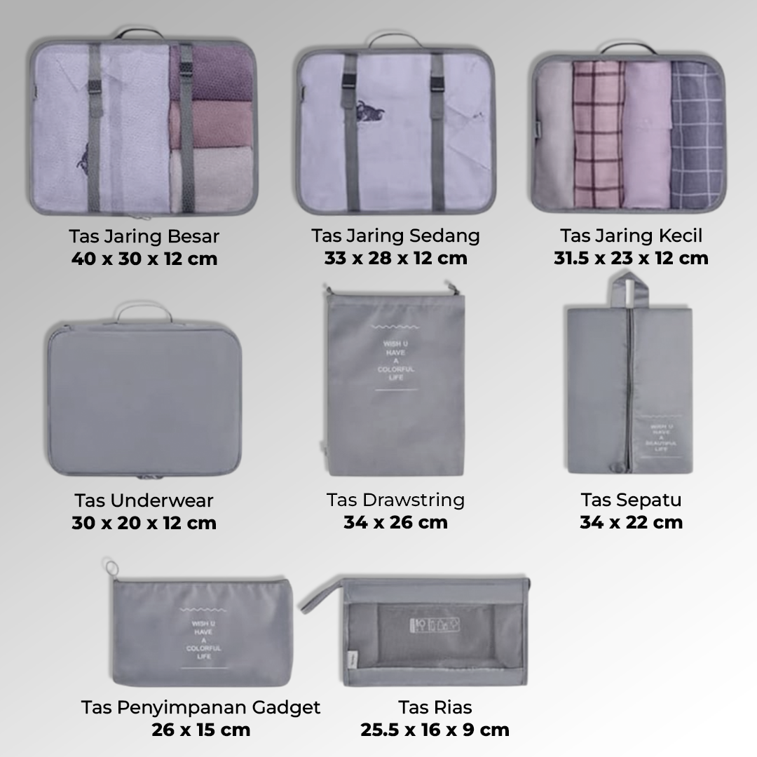 Gambar produk Bestform Tas Travel Bag Laundry Organizer Packing Cubes 8 PCS - CQBB3