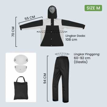 Gambar produk Keyru Jas Hujan Setelan Motor Polyester Pongee Waterproof Raincoat M - ZY-8118